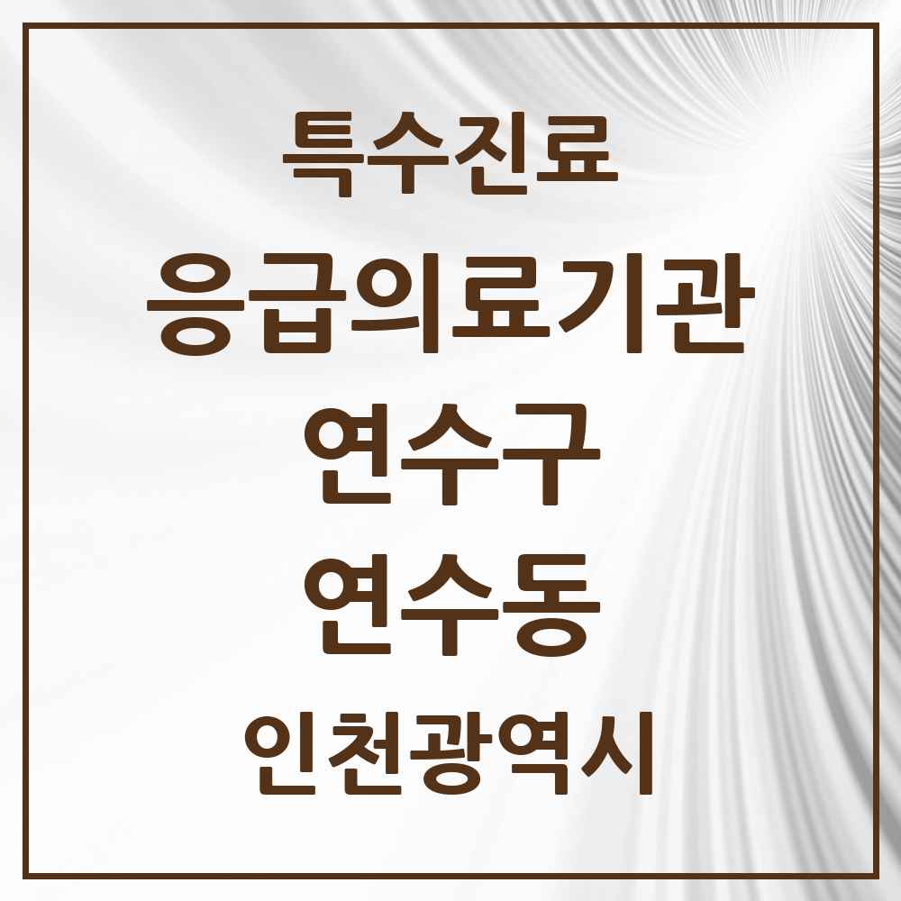 2025 인천광역시 연수구 연수동 응급의료기관 의원·병원 목록 1곳