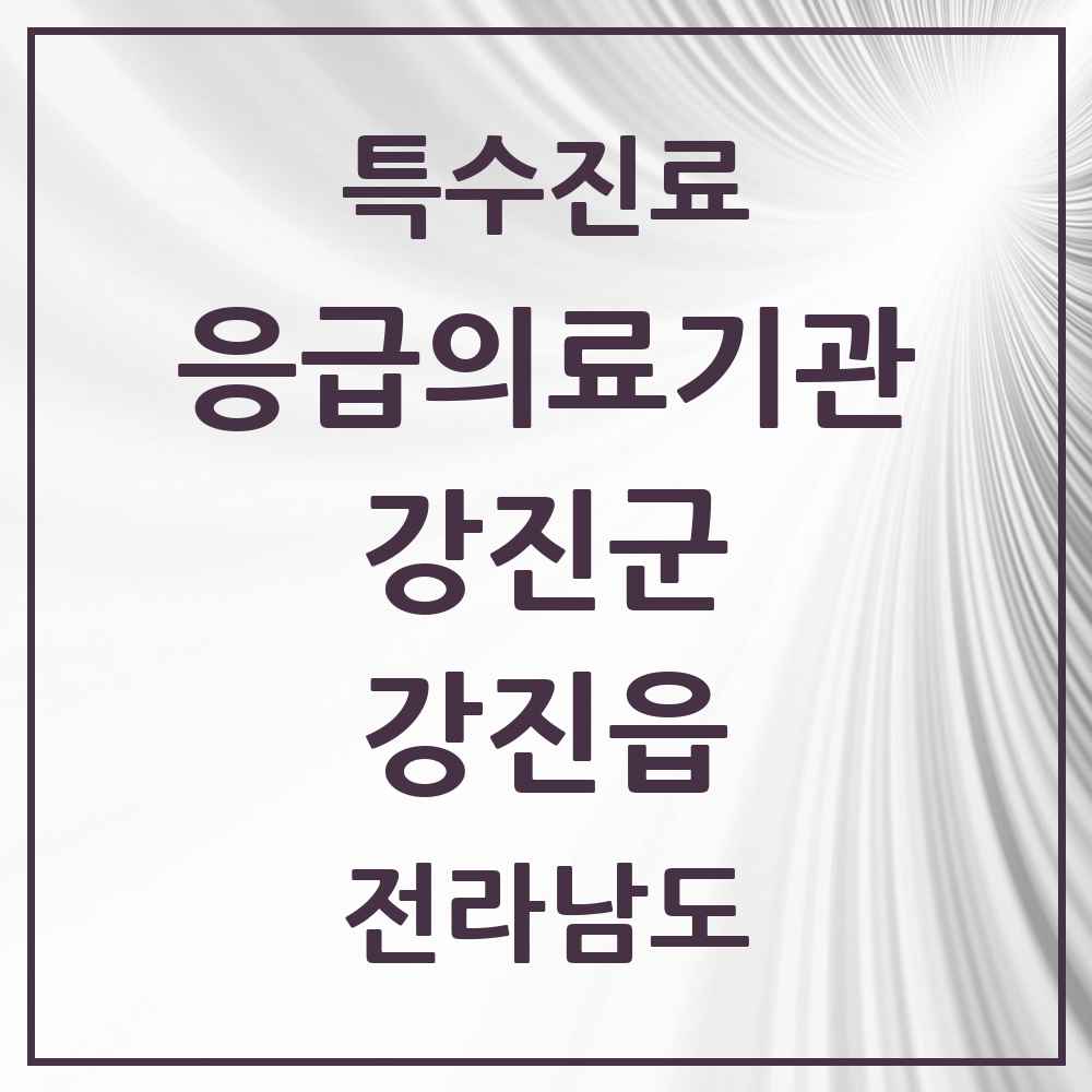 2025 전라남도 강진군 강진읍 응급의료기관 의원·병원 목록 1곳