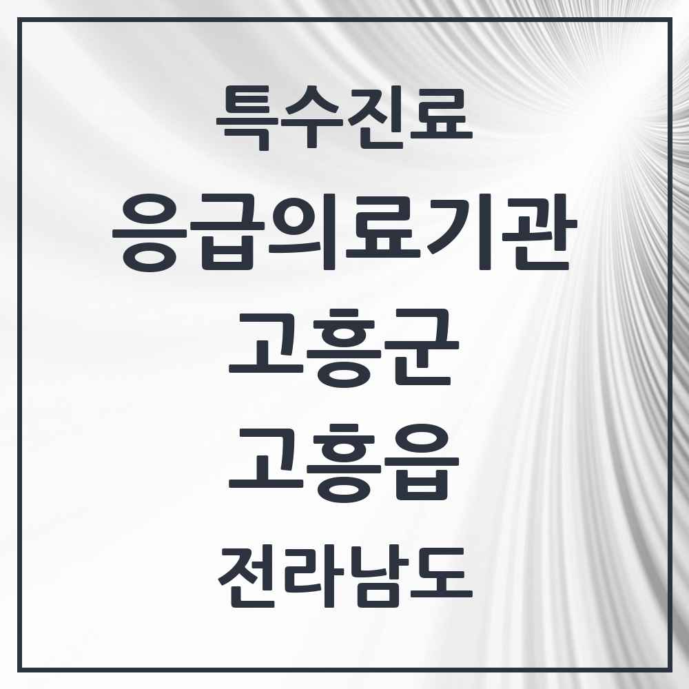 2025 전라남도 고흥군 고흥읍 응급의료기관 의원·병원 목록 1곳