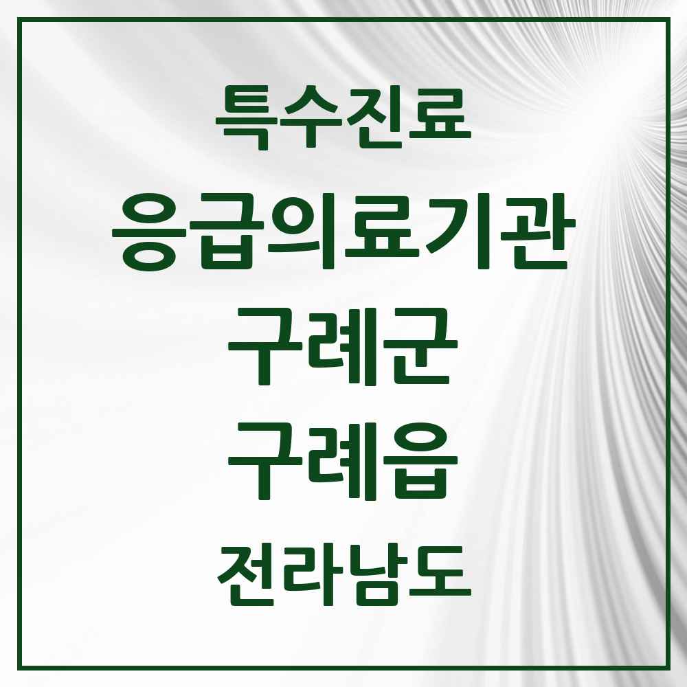 2025 전라남도 구례군 구례읍 응급의료기관 의원·병원 목록 1곳