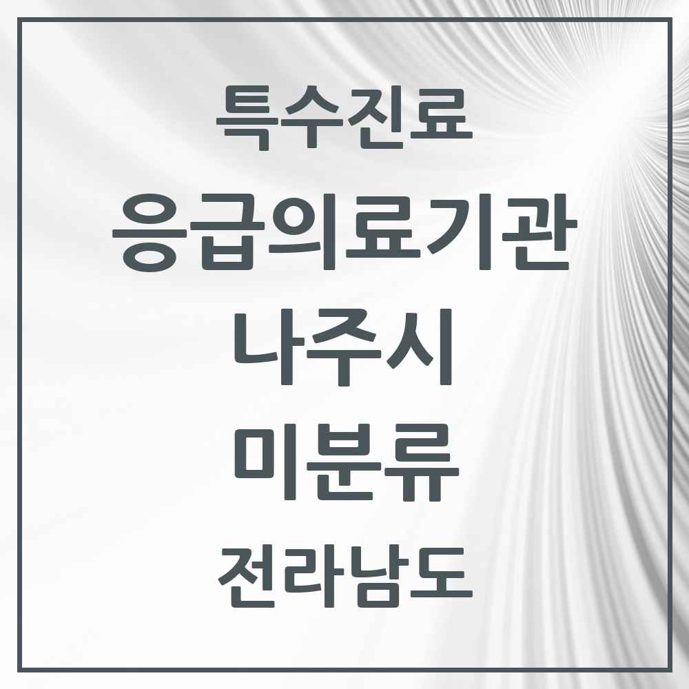 2025 전라남도 나주시 미분류 응급의료기관 의원·병원 목록 1곳