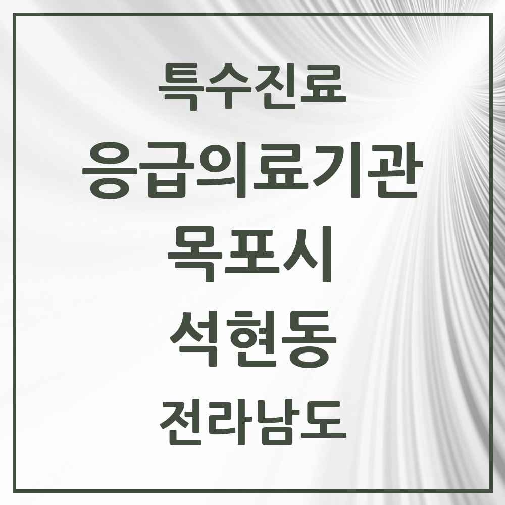 2025 전라남도 목포시 석현동 응급의료기관 의원·병원 목록 1곳
