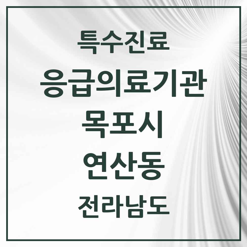 2025 전라남도 목포시 연산동 응급의료기관 의원·병원 목록 1곳