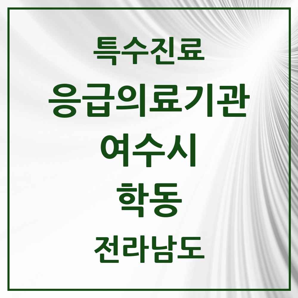 2025 전라남도 여수시 학동 응급의료기관 의원·병원 목록 1곳