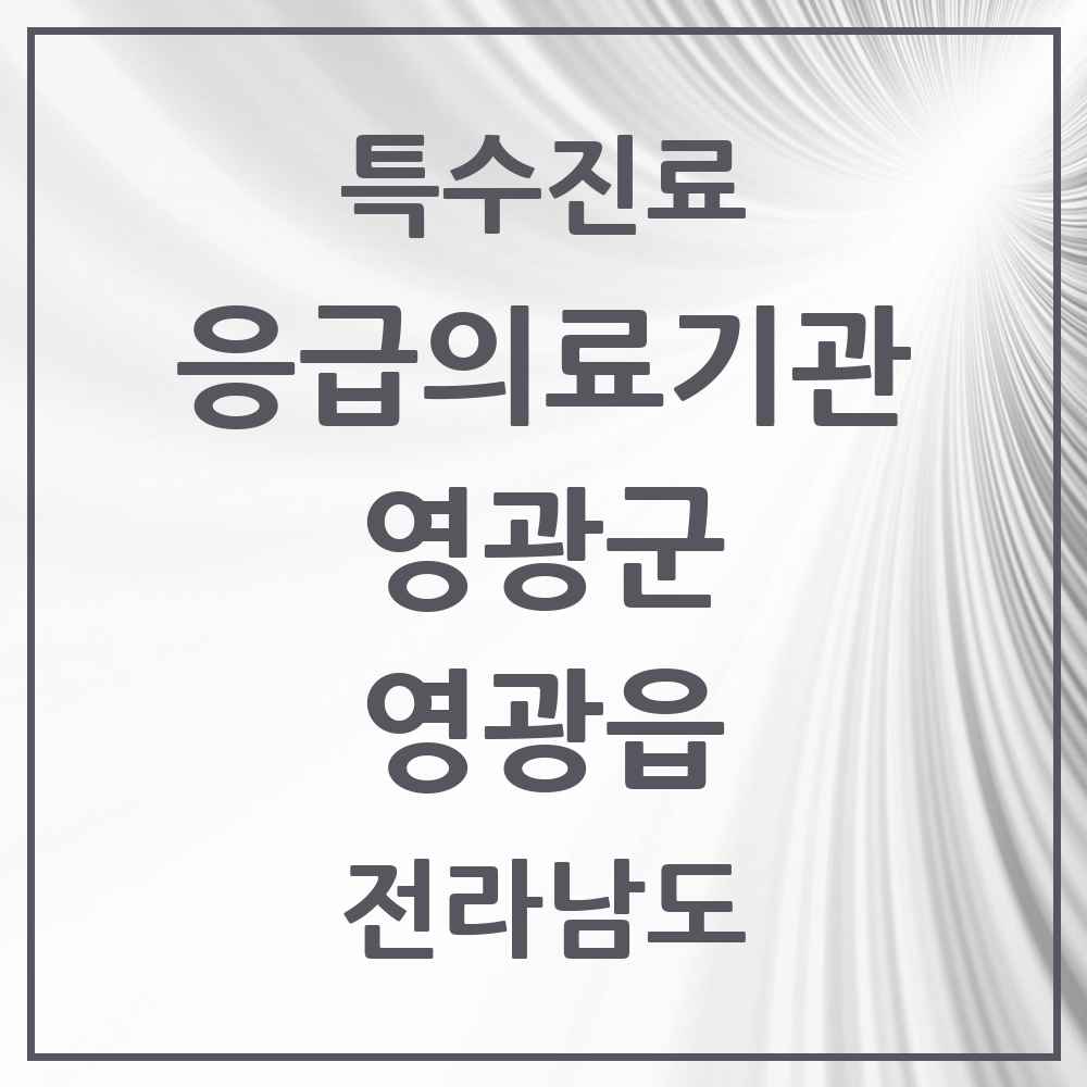 2025 전라남도 영광군 영광읍 응급의료기관 의원·병원 목록 2곳