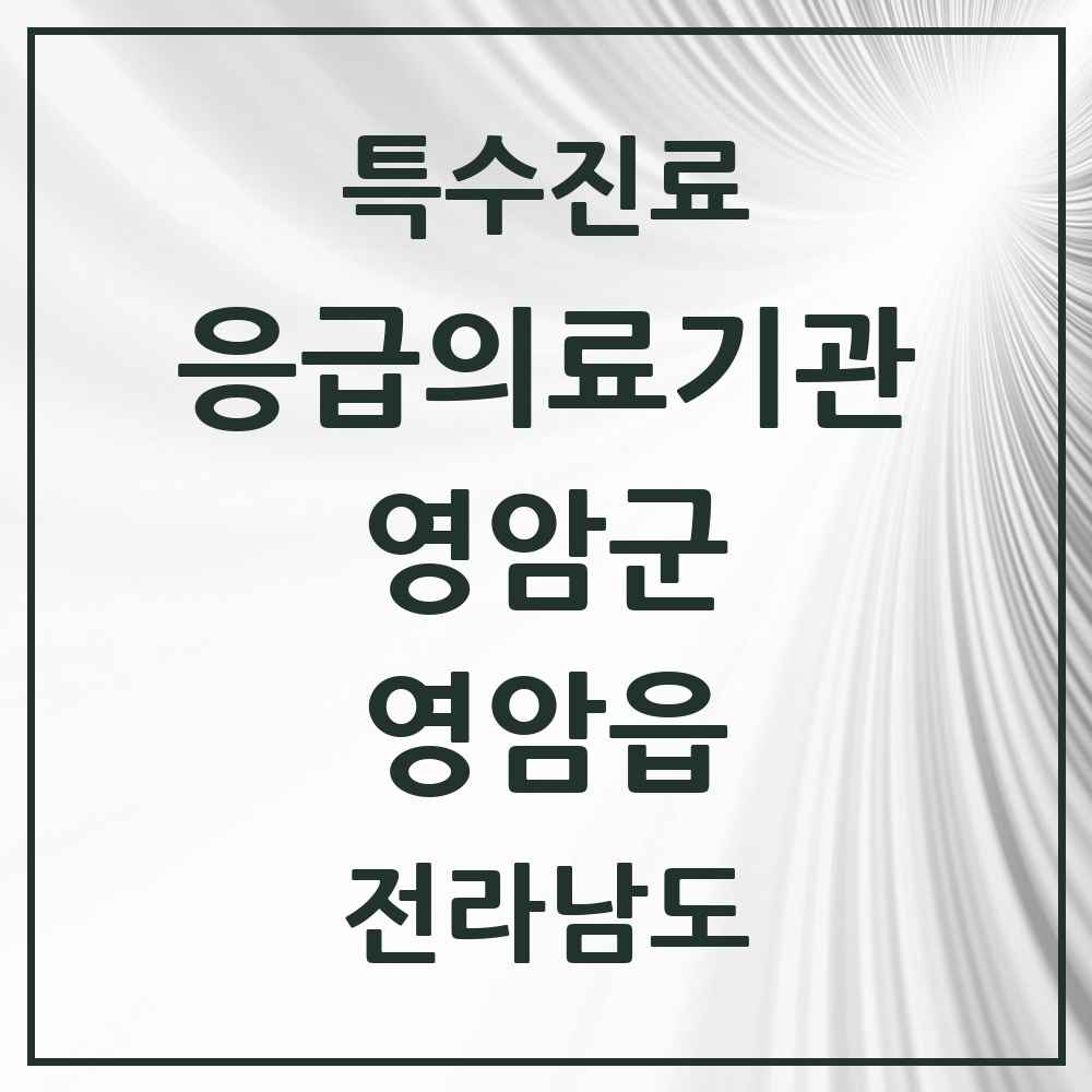 2025 전라남도 영암군 영암읍 응급의료기관 의원·병원 목록 1곳