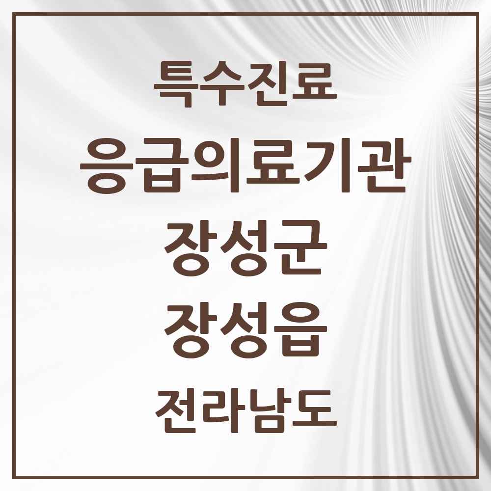 2025 전라남도 장성군 장성읍 응급의료기관 의원·병원 목록 1곳