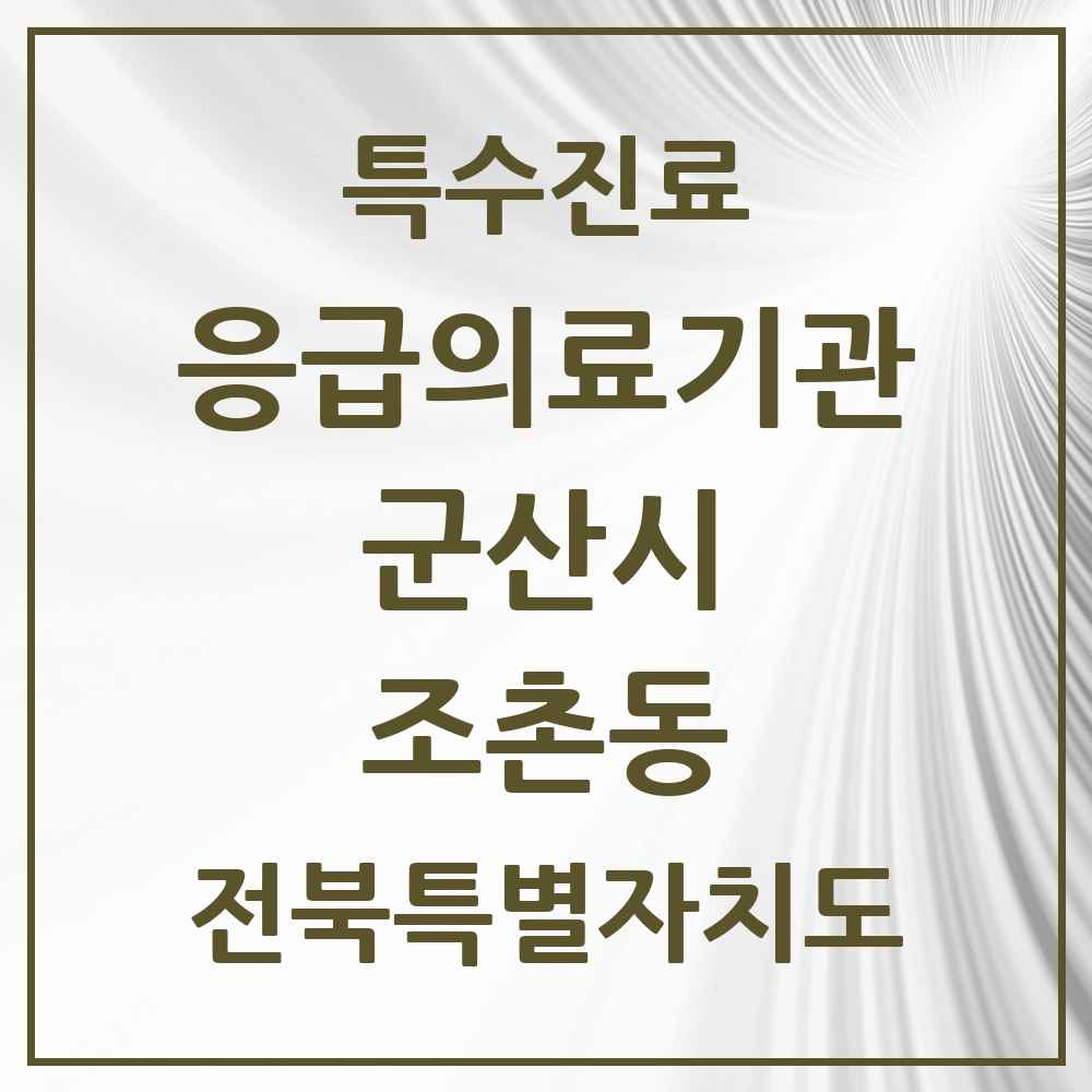 2025 전북특별자치도 군산시 조촌동 응급의료기관 의원·병원 목록 1곳