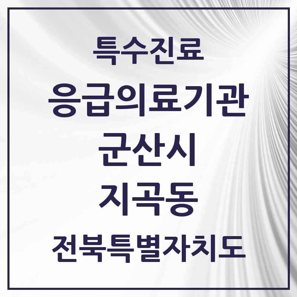 2025 전북특별자치도 군산시 지곡동 응급의료기관 의원·병원 목록 1곳