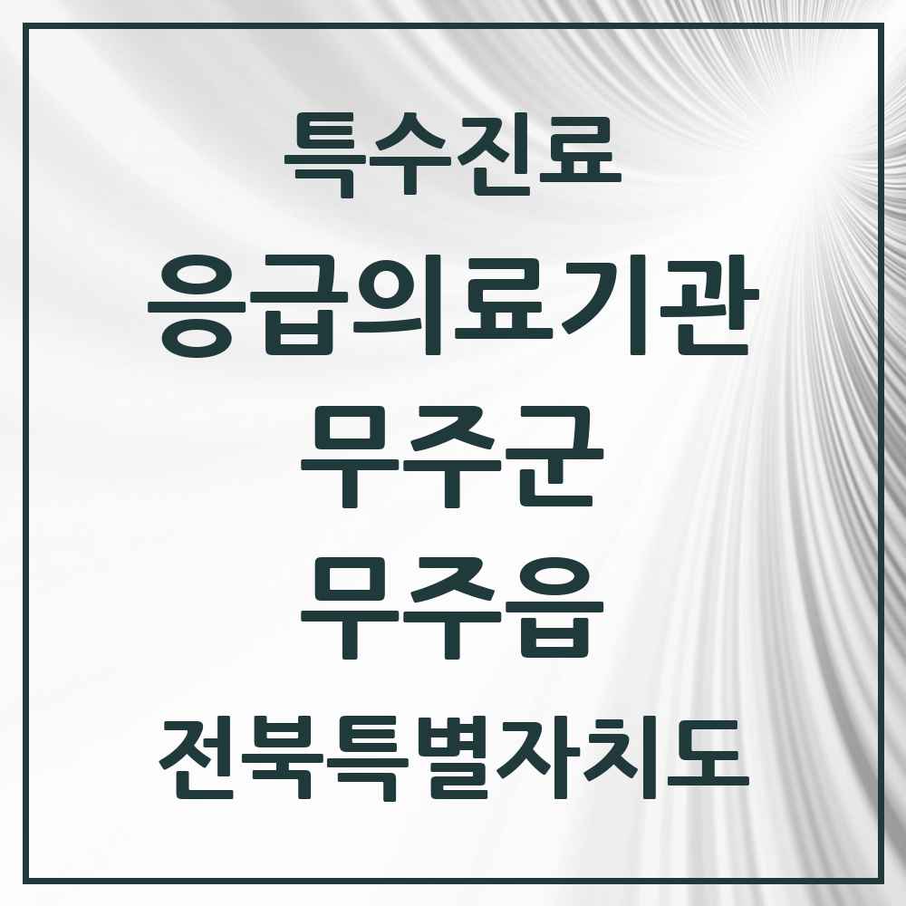 2025 전북특별자치도 무주군 무주읍 응급의료기관 의원·병원 목록 1곳