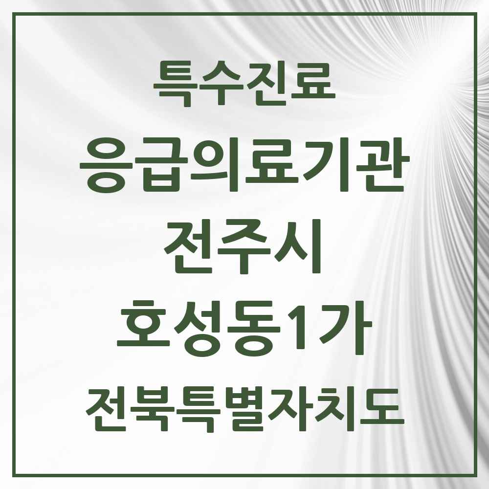 2025 전북특별자치도 전주시 호성동1가 응급의료기관 의원·병원 목록 1곳