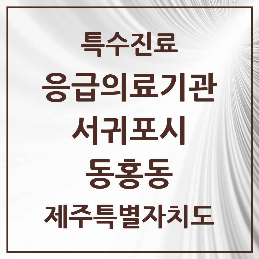 2025 제주특별자치도 서귀포시 동홍동 응급의료기관 의원·병원 목록 1곳