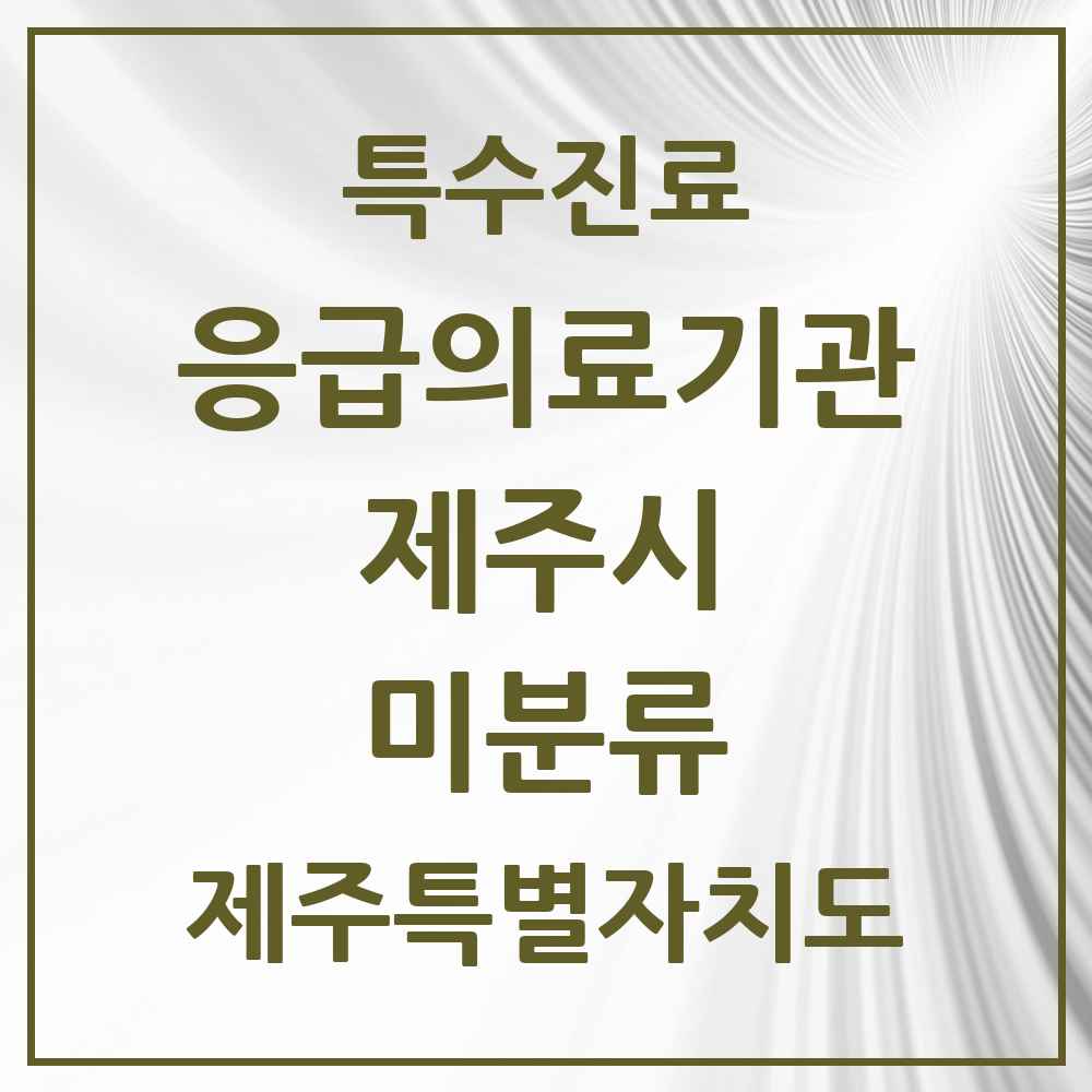 2025 제주특별자치도 제주시 미분류 응급의료기관 의원·병원 목록 1곳
