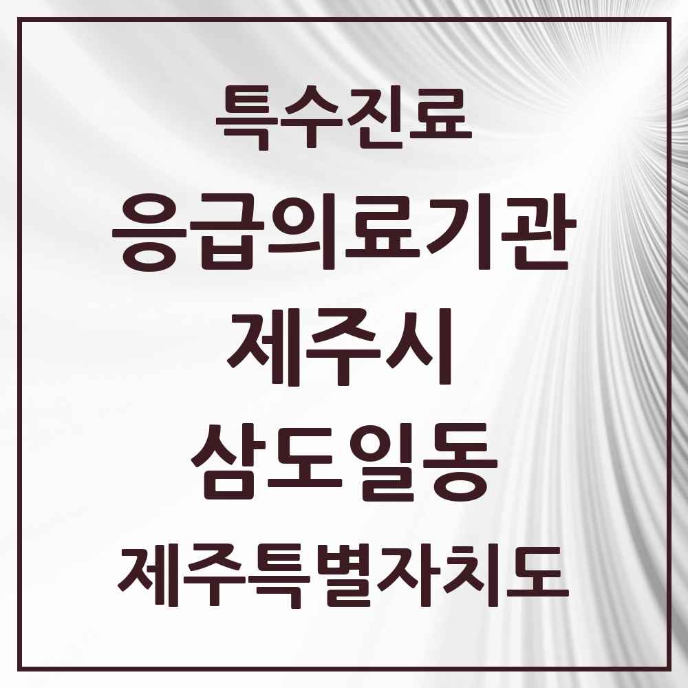 2025 제주특별자치도 제주시 삼도일동 응급의료기관 의원·병원 목록 1곳