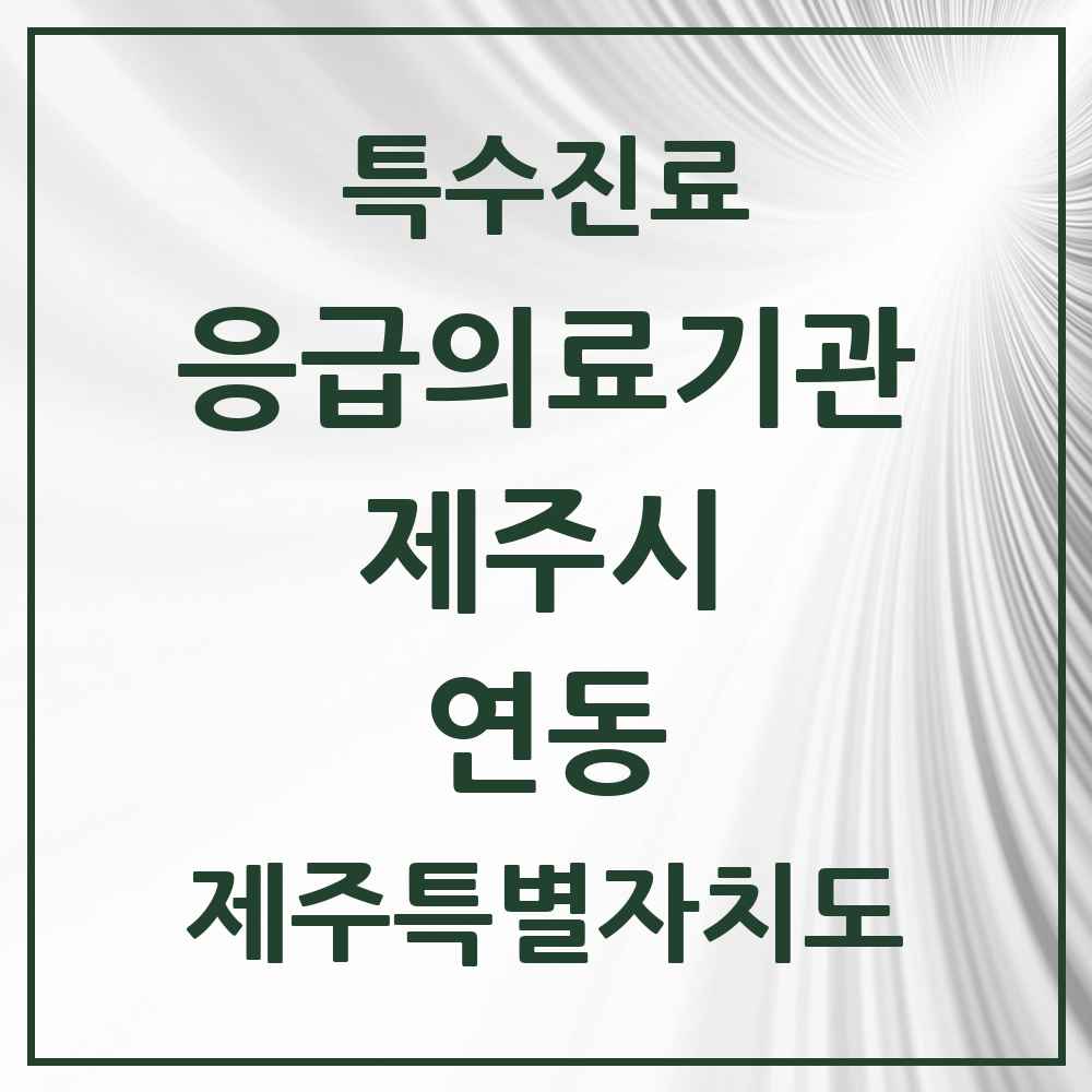 2025 제주특별자치도 제주시 연동 응급의료기관 의원·병원 목록 1곳