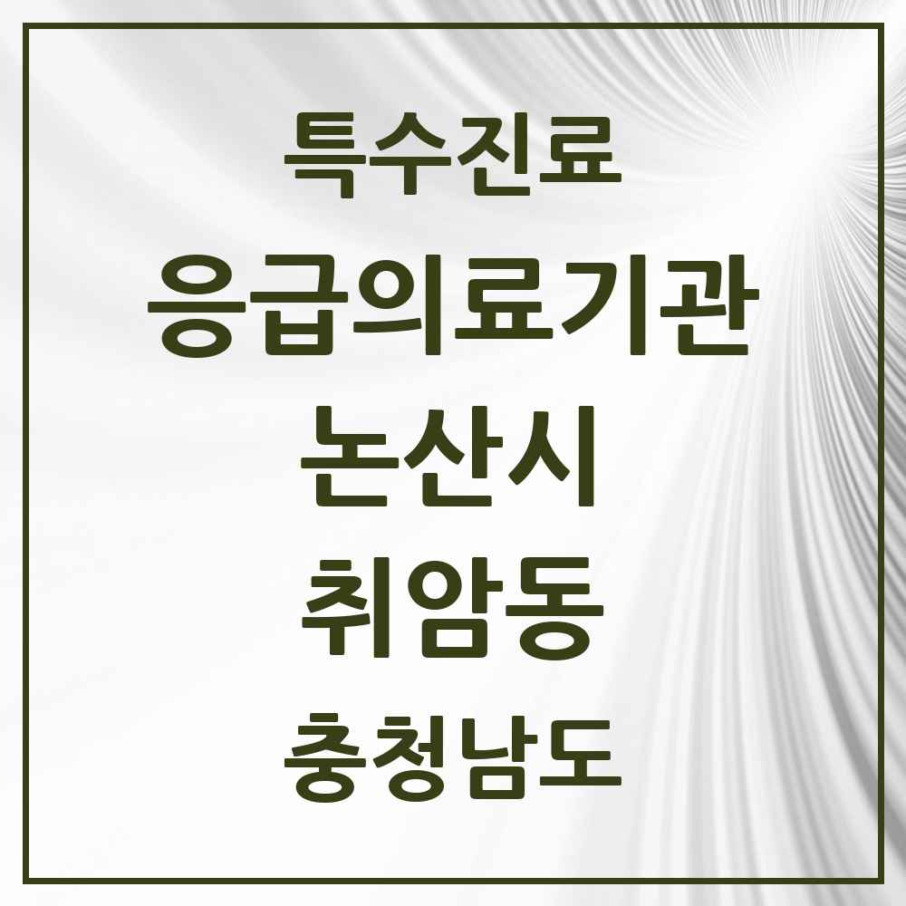 2025 충청남도 논산시 취암동 응급의료기관 의원·병원 목록 1곳