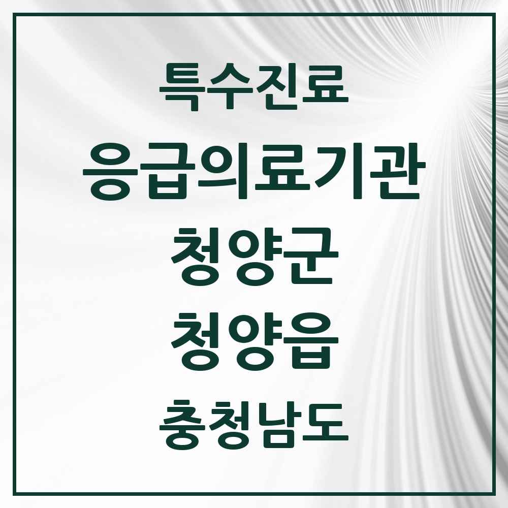 2025 충청남도 청양군 청양읍 응급의료기관 의원·병원 목록 1곳
