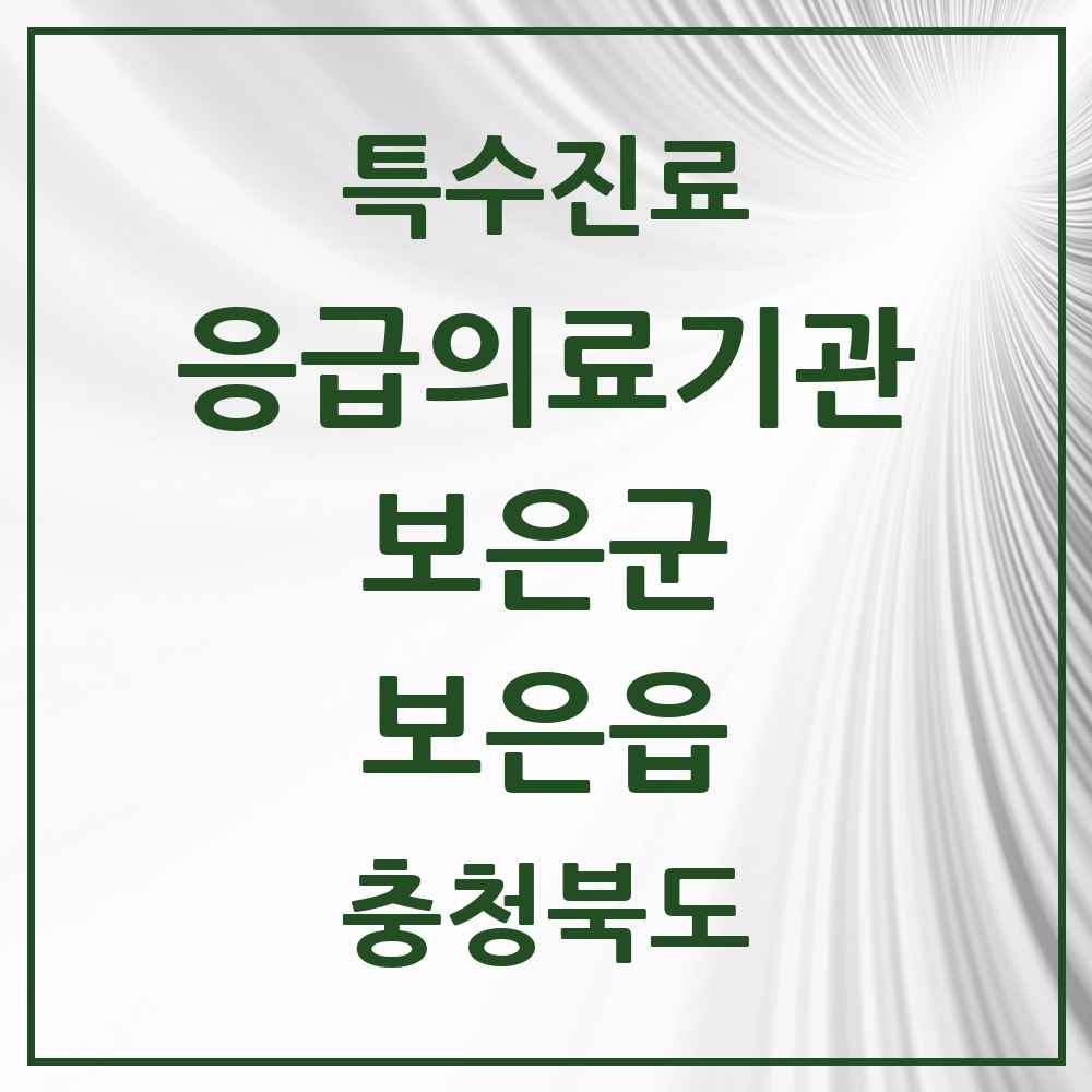 2025 충청북도 보은군 보은읍 응급의료기관 의원·병원 목록 1곳