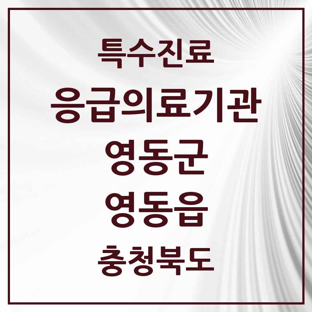 2025 충청북도 영동군 영동읍 응급의료기관 의원·병원 목록 1곳