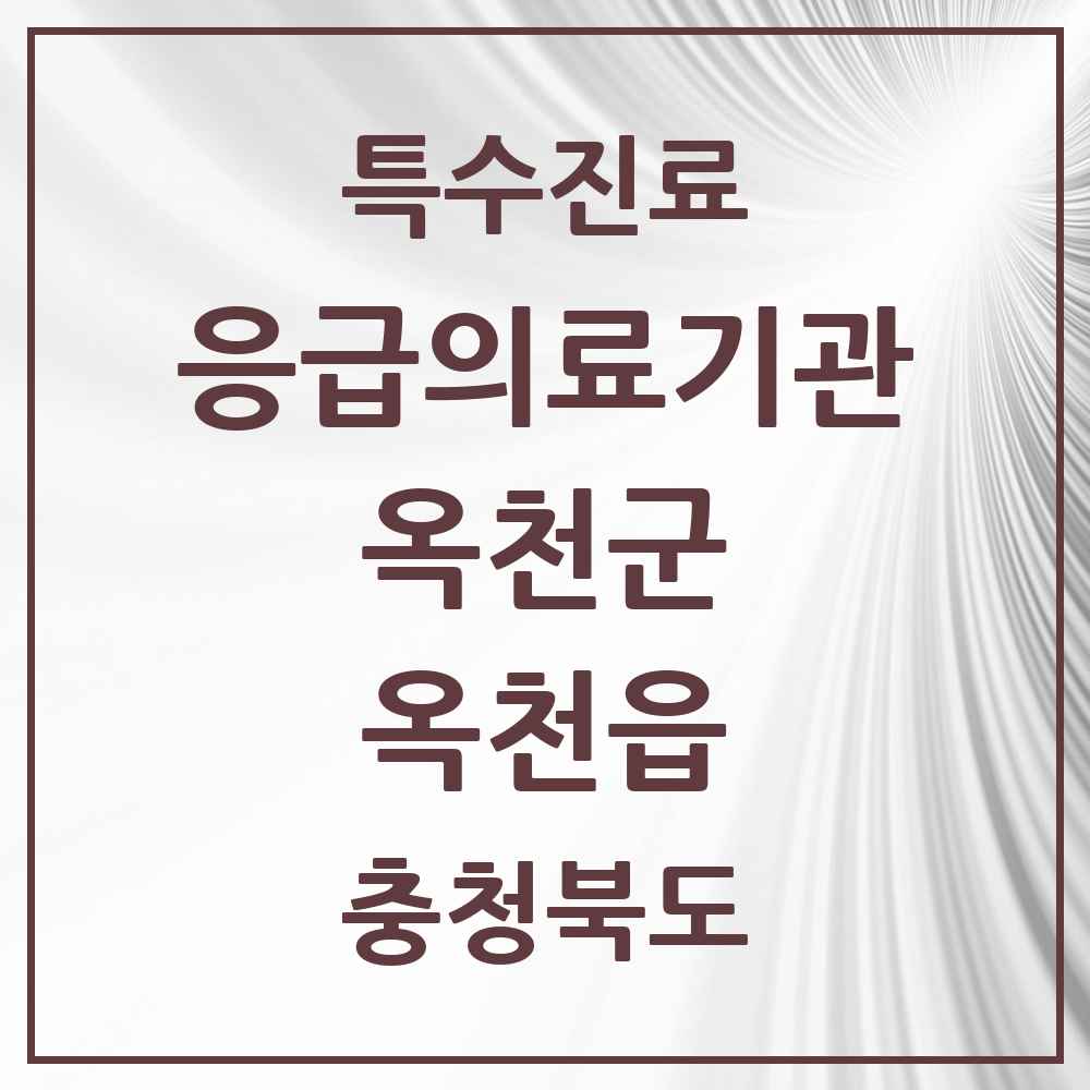 2025 충청북도 옥천군 옥천읍 응급의료기관 의원·병원 목록 1곳