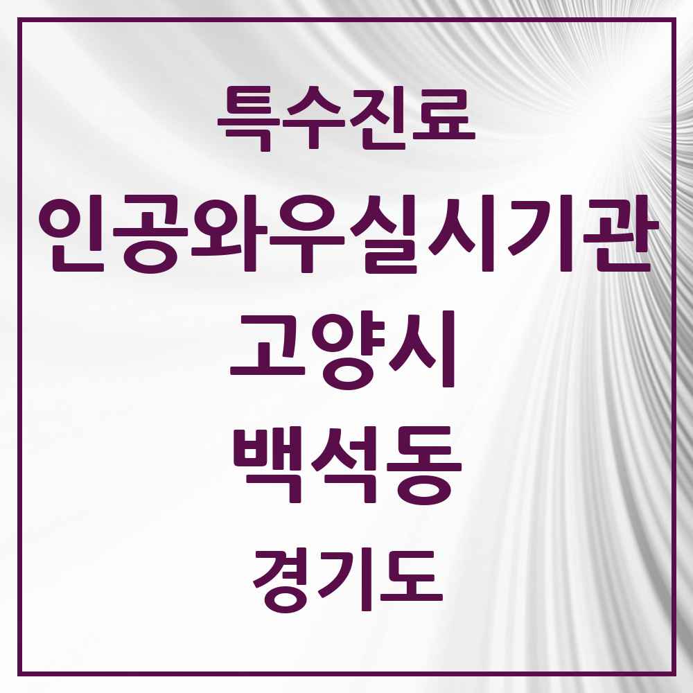 2025 경기도 고양시 백석동 인공와우 실시기관 의원·병원 목록 1곳