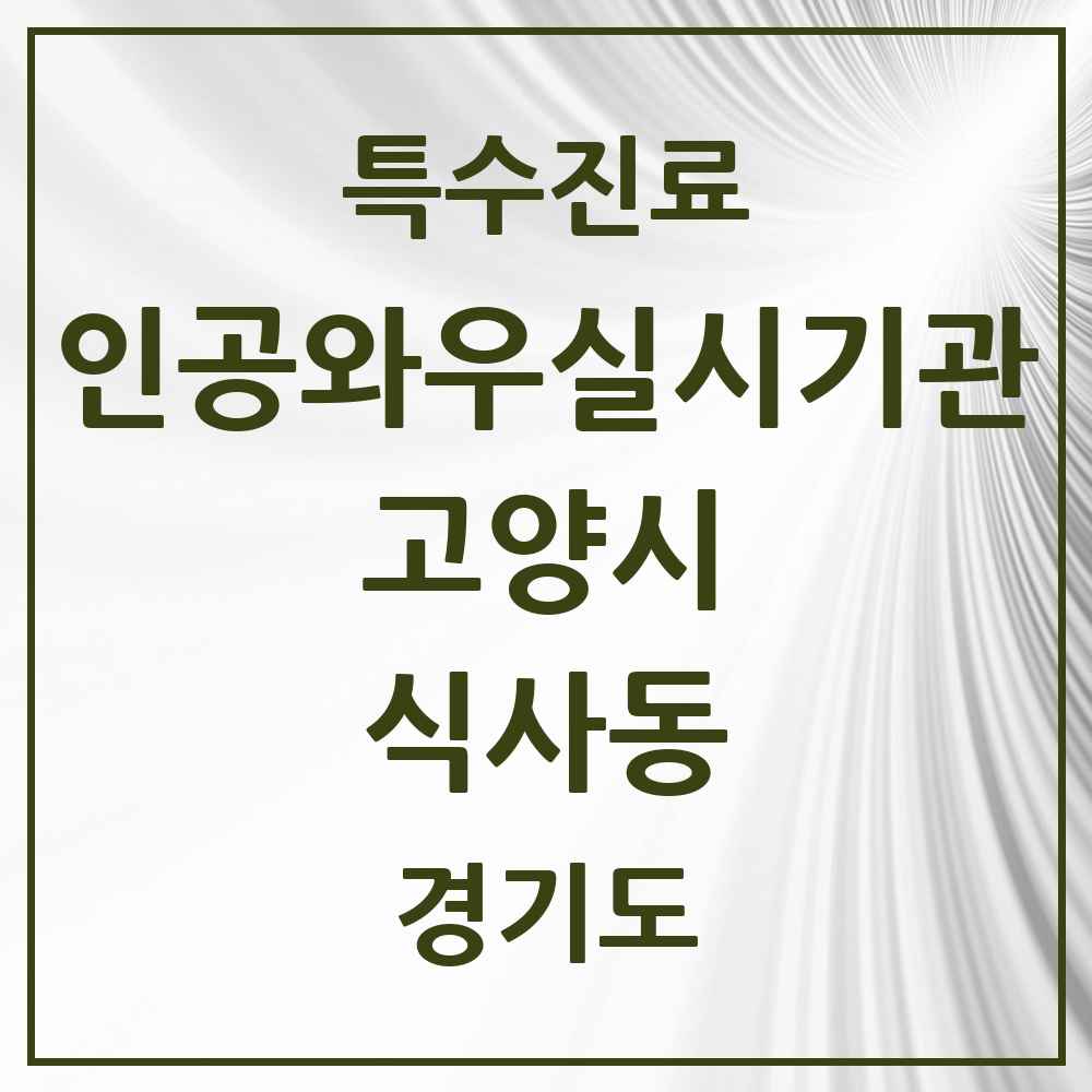 2025 경기도 고양시 식사동 인공와우 실시기관 의원·병원 목록 1곳
