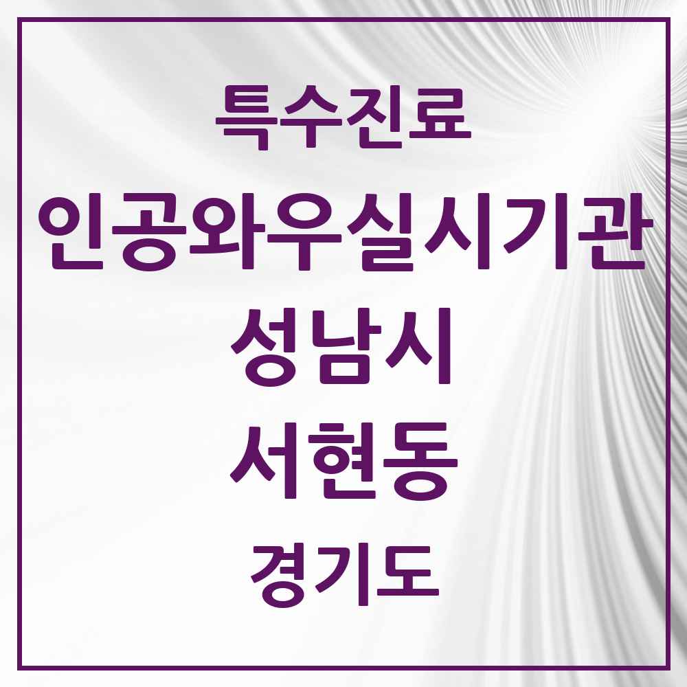 2025 경기도 성남시 서현동 인공와우 실시기관 의원·병원 목록 1곳