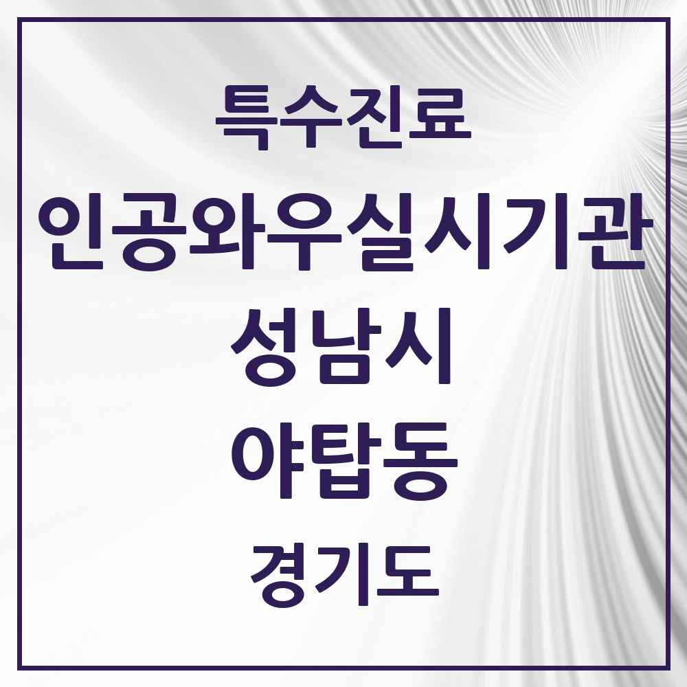 2025 경기도 성남시 야탑동 인공와우 실시기관 의원·병원 목록 1곳