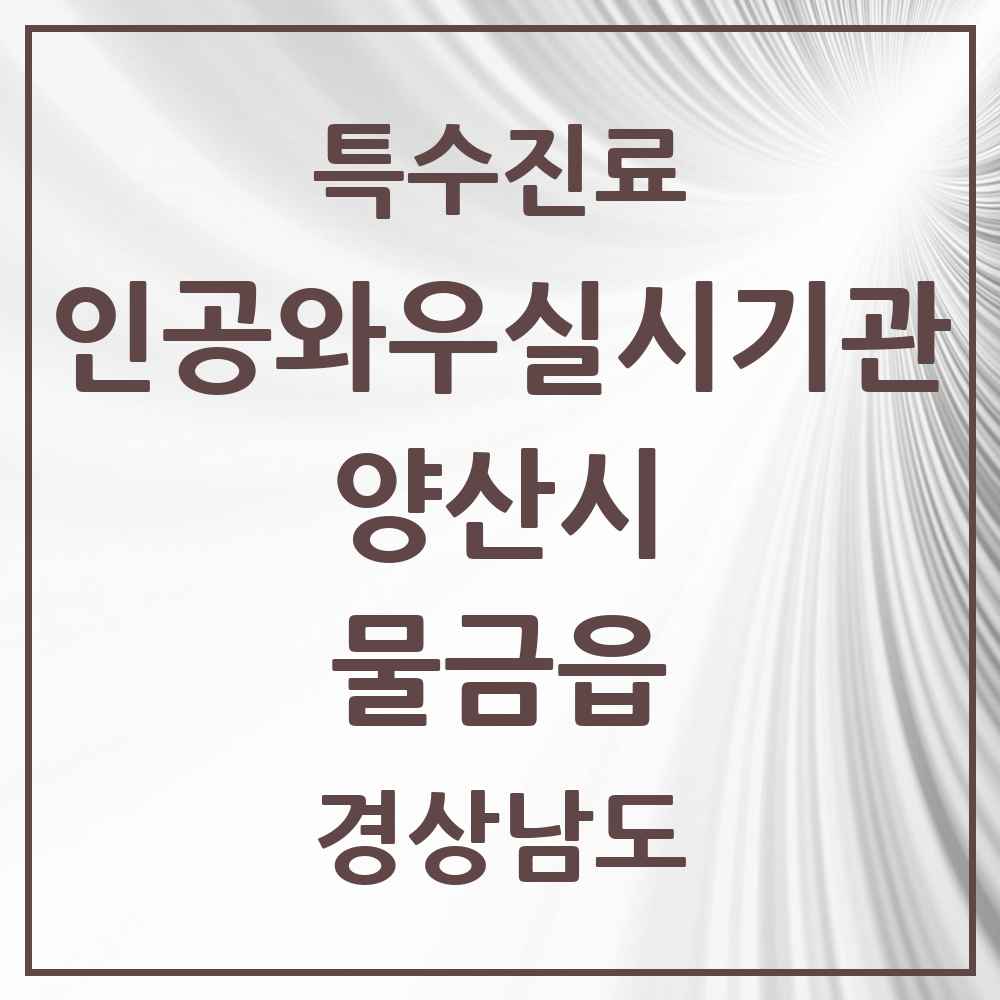 2025 경상남도 양산시 물금읍 인공와우 실시기관 의원·병원 목록 1곳