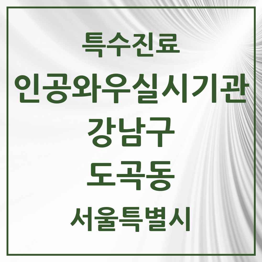 2025 서울특별시 강남구 도곡동 인공와우 실시기관 의원·병원 목록 1곳