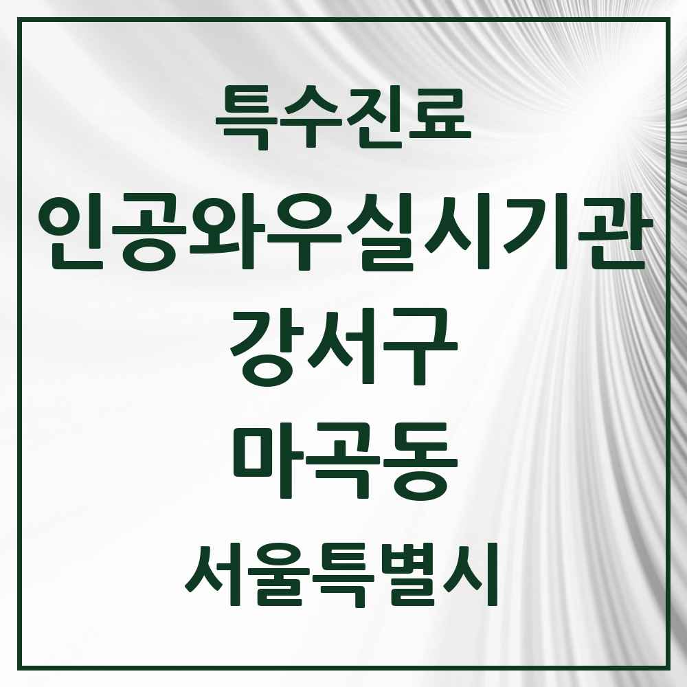 2025 서울특별시 강서구 마곡동 인공와우 실시기관 의원·병원 목록 1곳