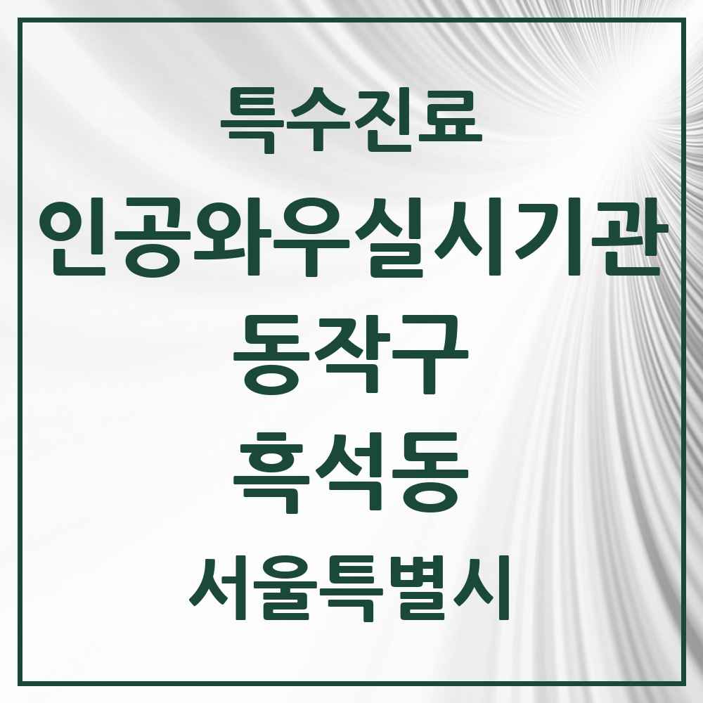 2025 서울특별시 동작구 흑석동 인공와우 실시기관 의원·병원 목록 1곳