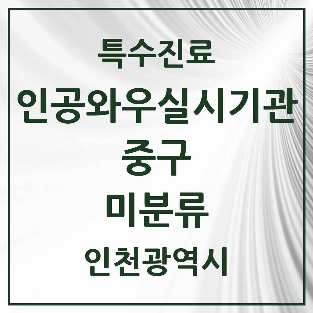 2025 인천광역시 중구 미분류 인공와우 실시기관 의원·병원 목록 1곳