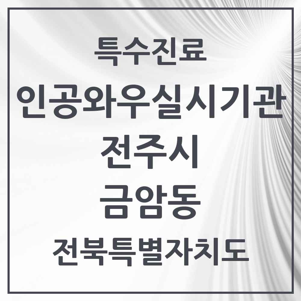 2025 전북특별자치도 전주시 금암동 인공와우 실시기관 의원·병원 목록 1곳