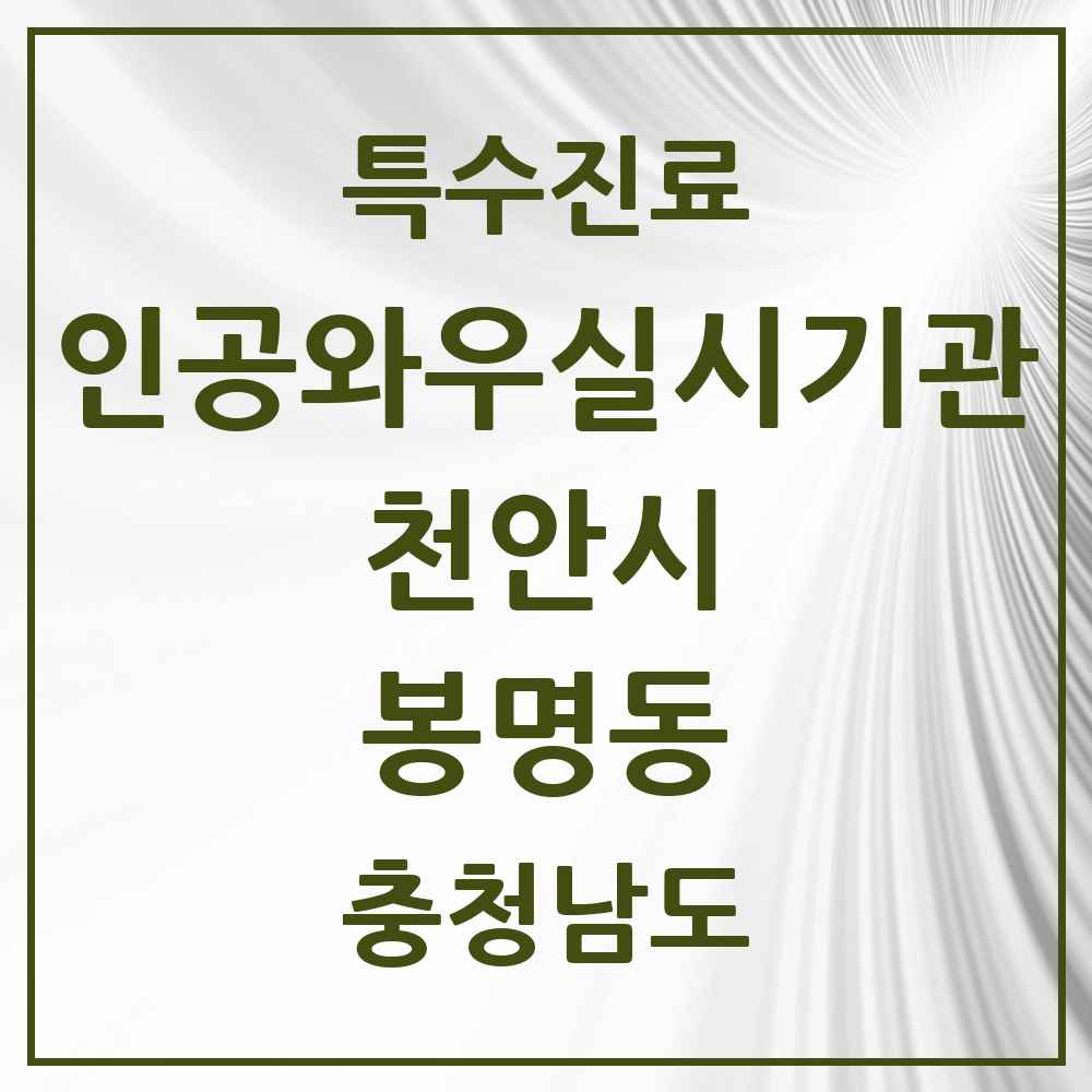 2025 충청남도 천안시 봉명동 인공와우 실시기관 의원·병원 목록 1곳