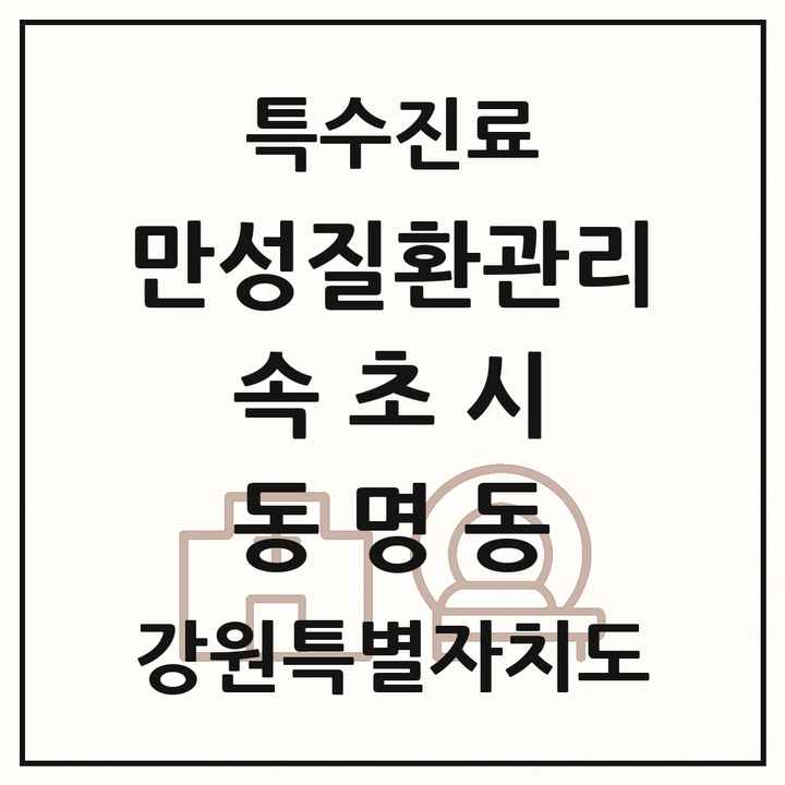 2026 강원특별자치도 속초시 동명동 일차의료 만성질환관리 실시기관 의원·병원 목록 1곳