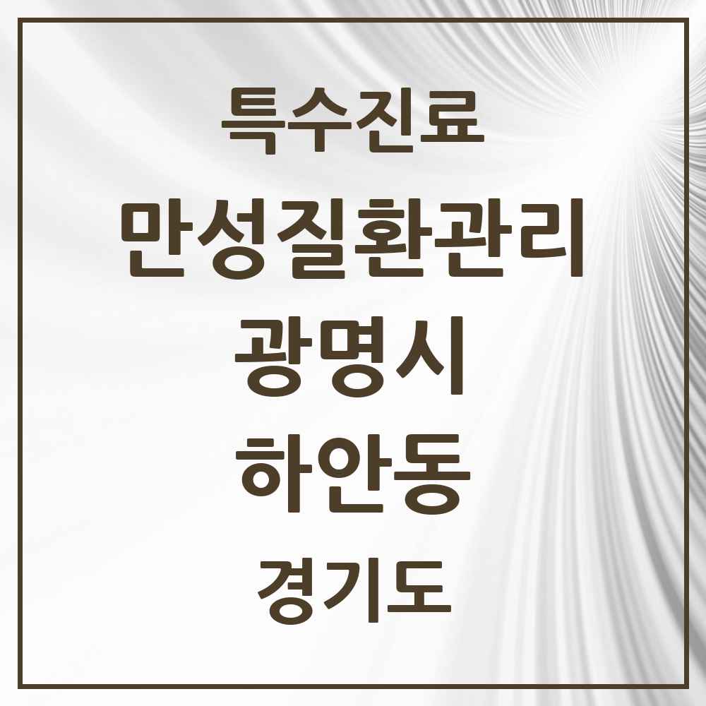 2025 경기도 광명시 하안동 일차의료 만성질환관리 실시기관 의원·병원 목록 1곳