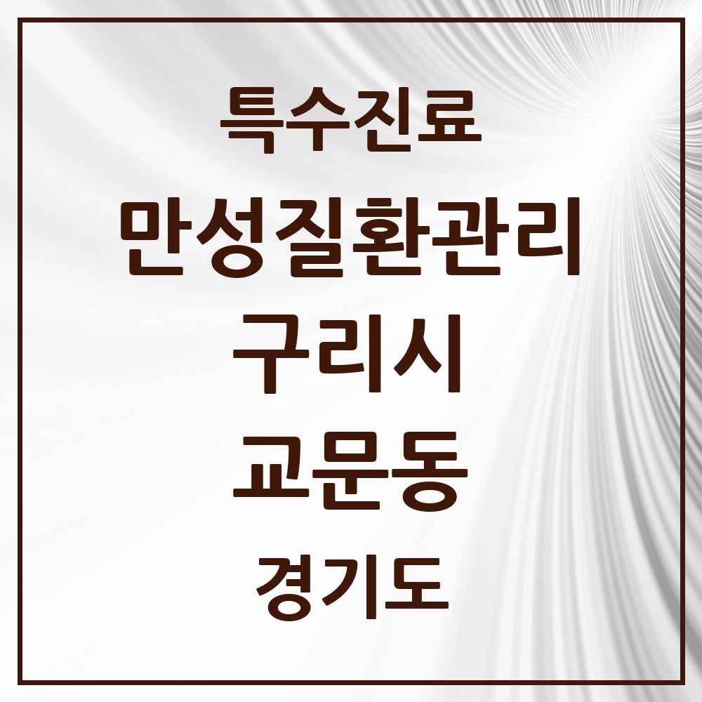 2025 경기도 구리시 교문동 일차의료 만성질환관리 실시기관 의원·병원 목록 1곳