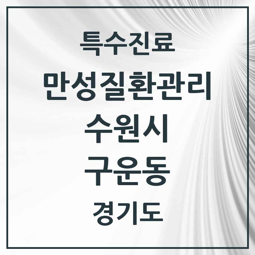 2025 경기도 수원시 구운동 일차의료 만성질환관리 실시기관 의원·병원 목록 1곳
