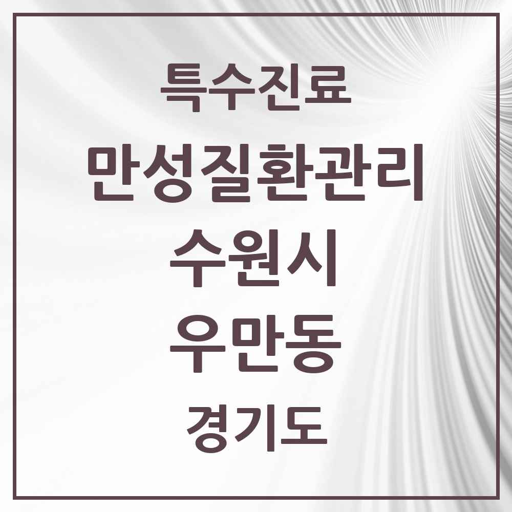 2025 경기도 수원시 우만동 일차의료 만성질환관리 실시기관 의원·병원 목록 2곳