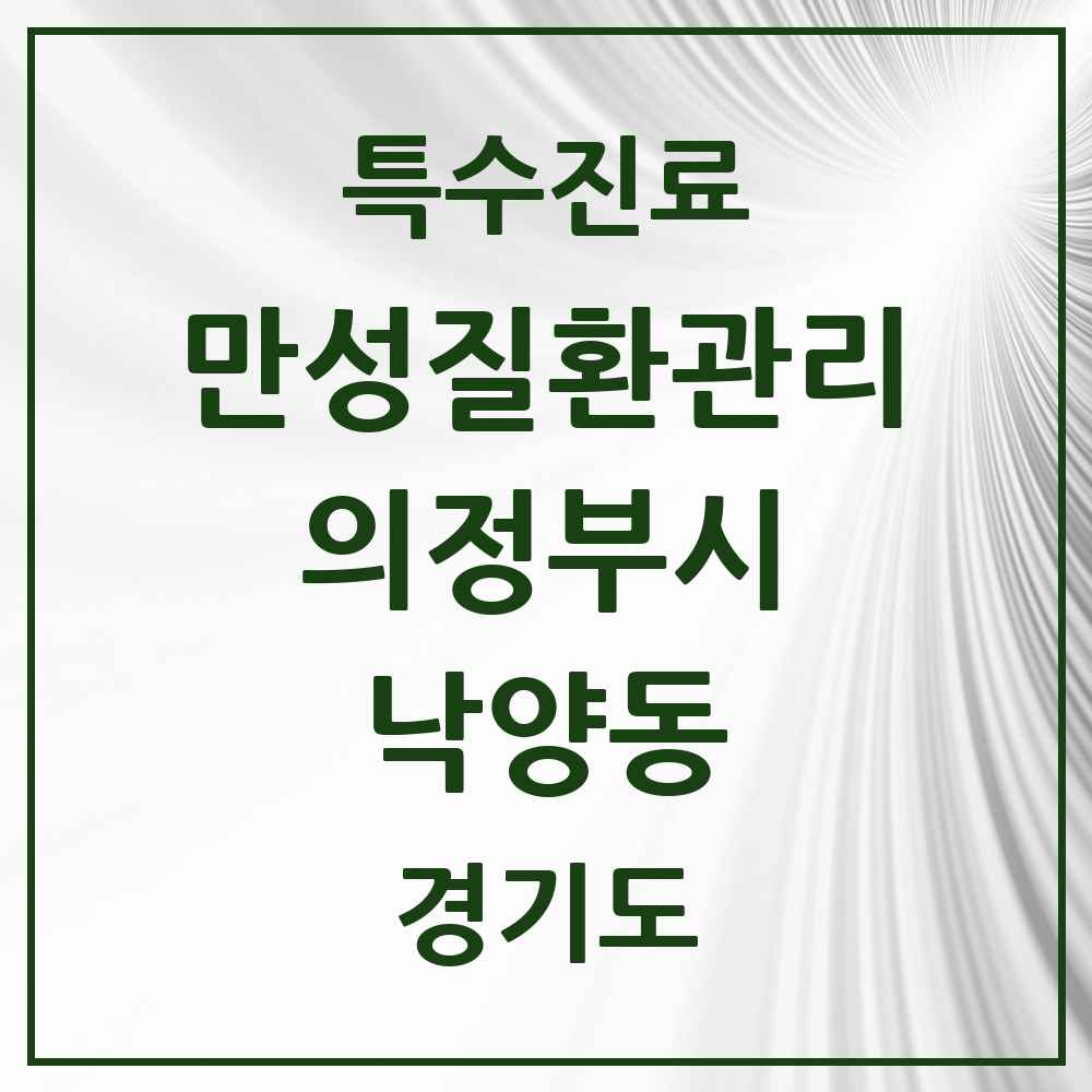 2025 경기도 의정부시 낙양동 일차의료 만성질환관리 실시기관 의원·병원 목록 1곳