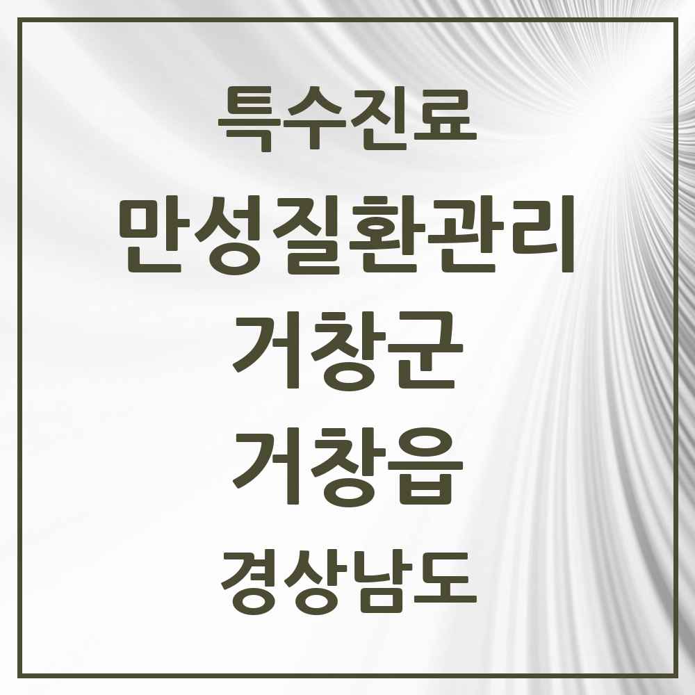 2025 경상남도 거창군 거창읍 일차의료 만성질환관리 실시기관 의원·병원 목록 1곳