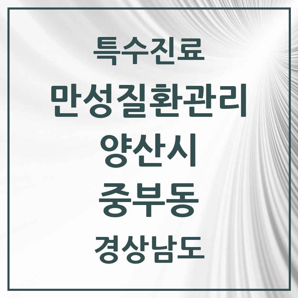 2025 경상남도 양산시 중부동 일차의료 만성질환관리 실시기관 의원·병원 목록 2곳