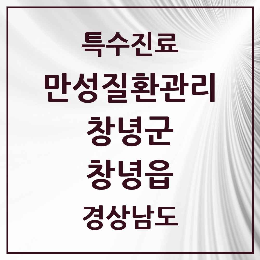 2025 경상남도 창녕군 창녕읍 일차의료 만성질환관리 실시기관 의원·병원 목록 1곳