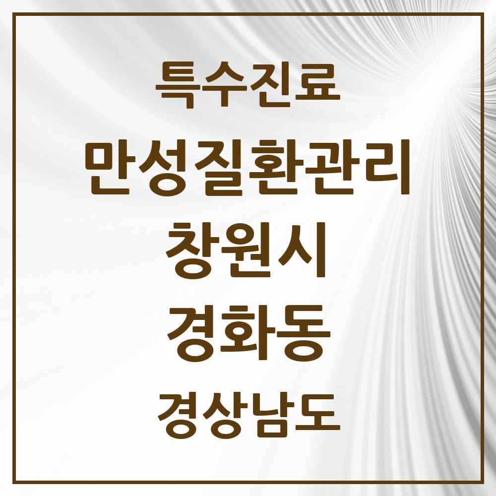 2025 경상남도 창원시 경화동 일차의료 만성질환관리 실시기관 의원·병원 목록 1곳