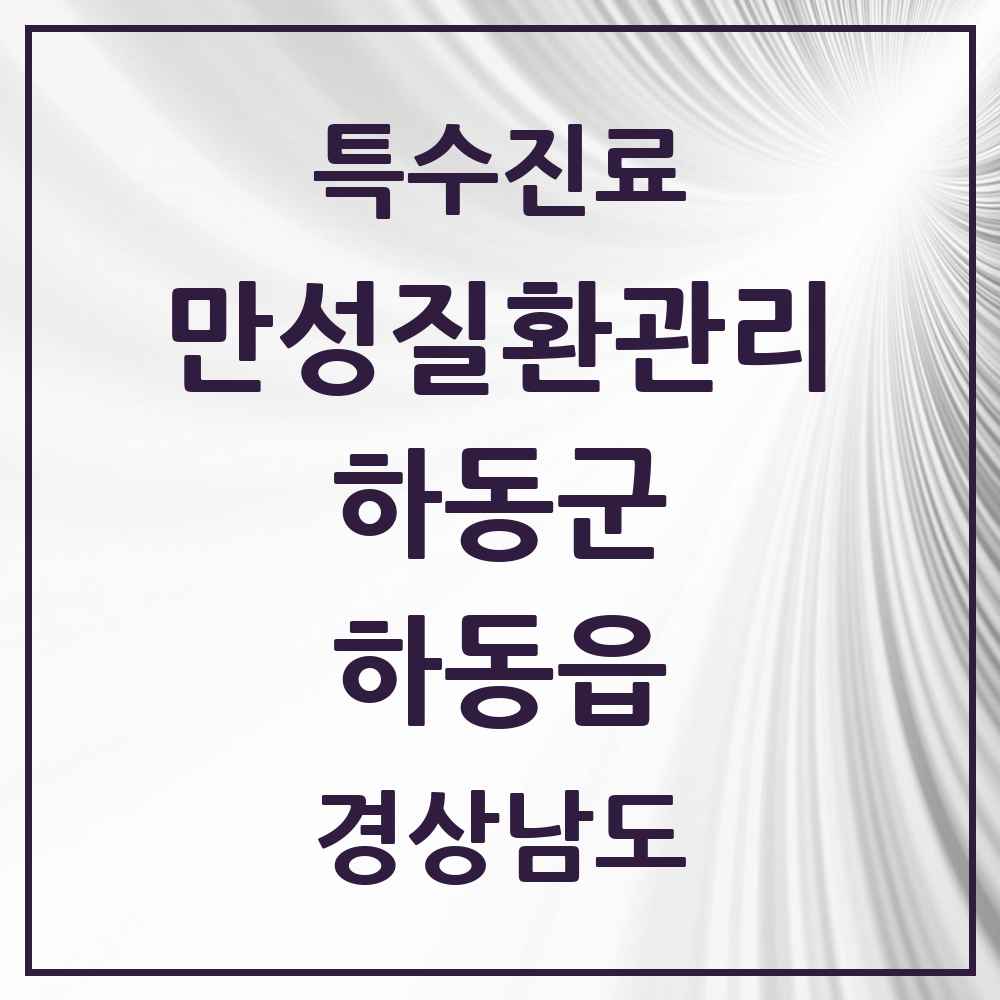 2025 경상남도 하동군 하동읍 일차의료 만성질환관리 실시기관 의원·병원 목록 2곳