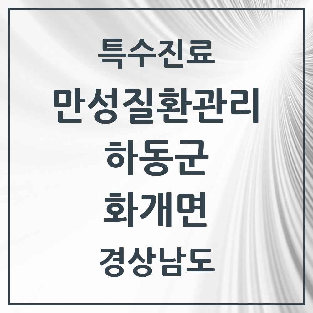 2025 경상남도 하동군 화개면 일차의료 만성질환관리 실시기관 의원·병원 목록 1곳