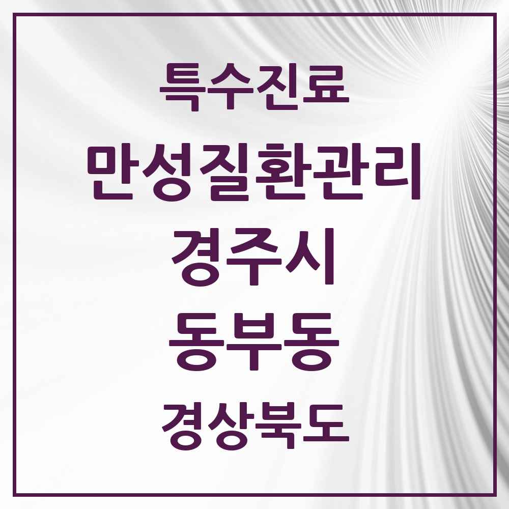 2025 경상북도 경주시 동부동 일차의료 만성질환관리 실시기관 의원·병원 목록 1곳