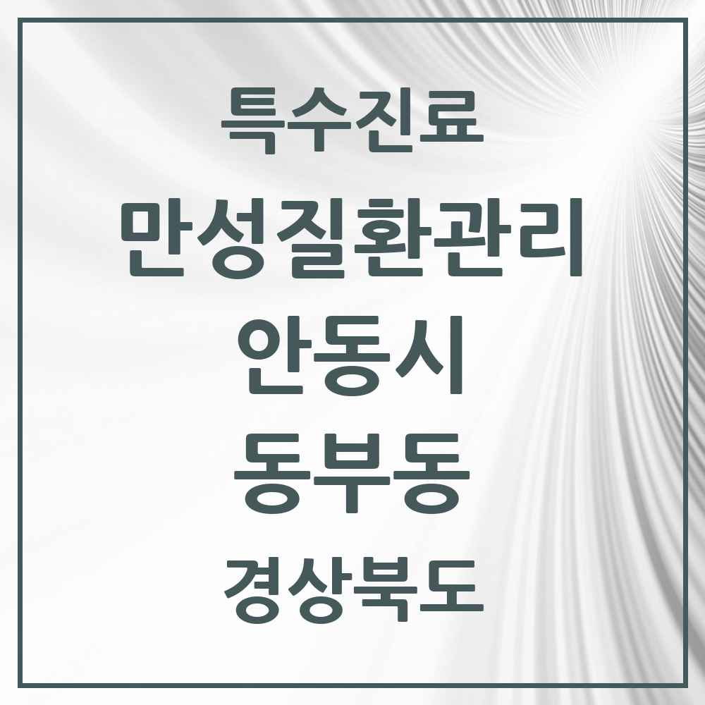 2025 경상북도 안동시 동부동 일차의료 만성질환관리 실시기관 의원·병원 목록 1곳