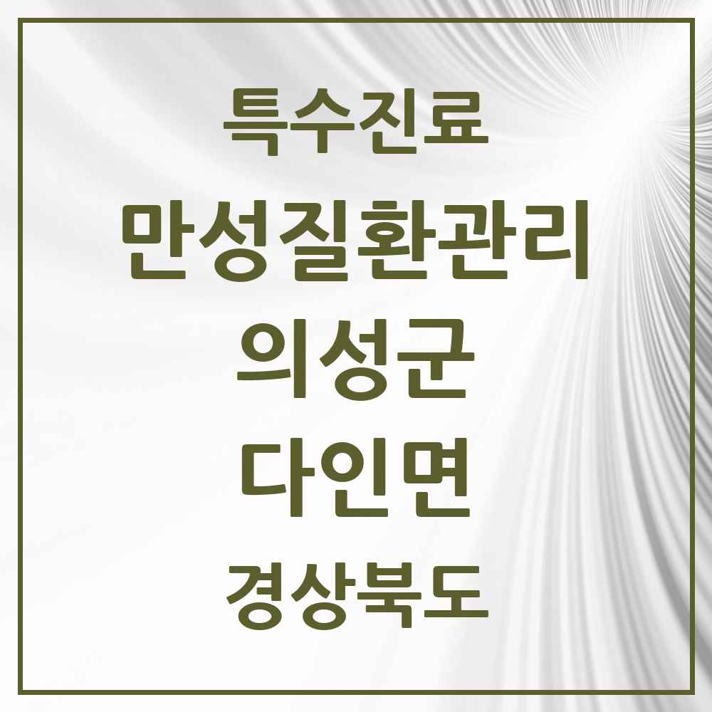 2025 경상북도 의성군 다인면 일차의료 만성질환관리 실시기관 의원·병원 목록 1곳